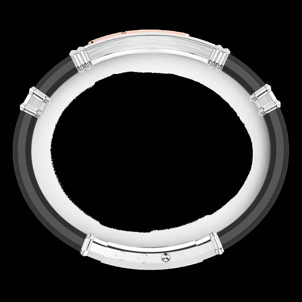 Zancan Bracciale Zancan in silicone nero con targa in argento e dettagli in oro rosa e pietre nere Moda