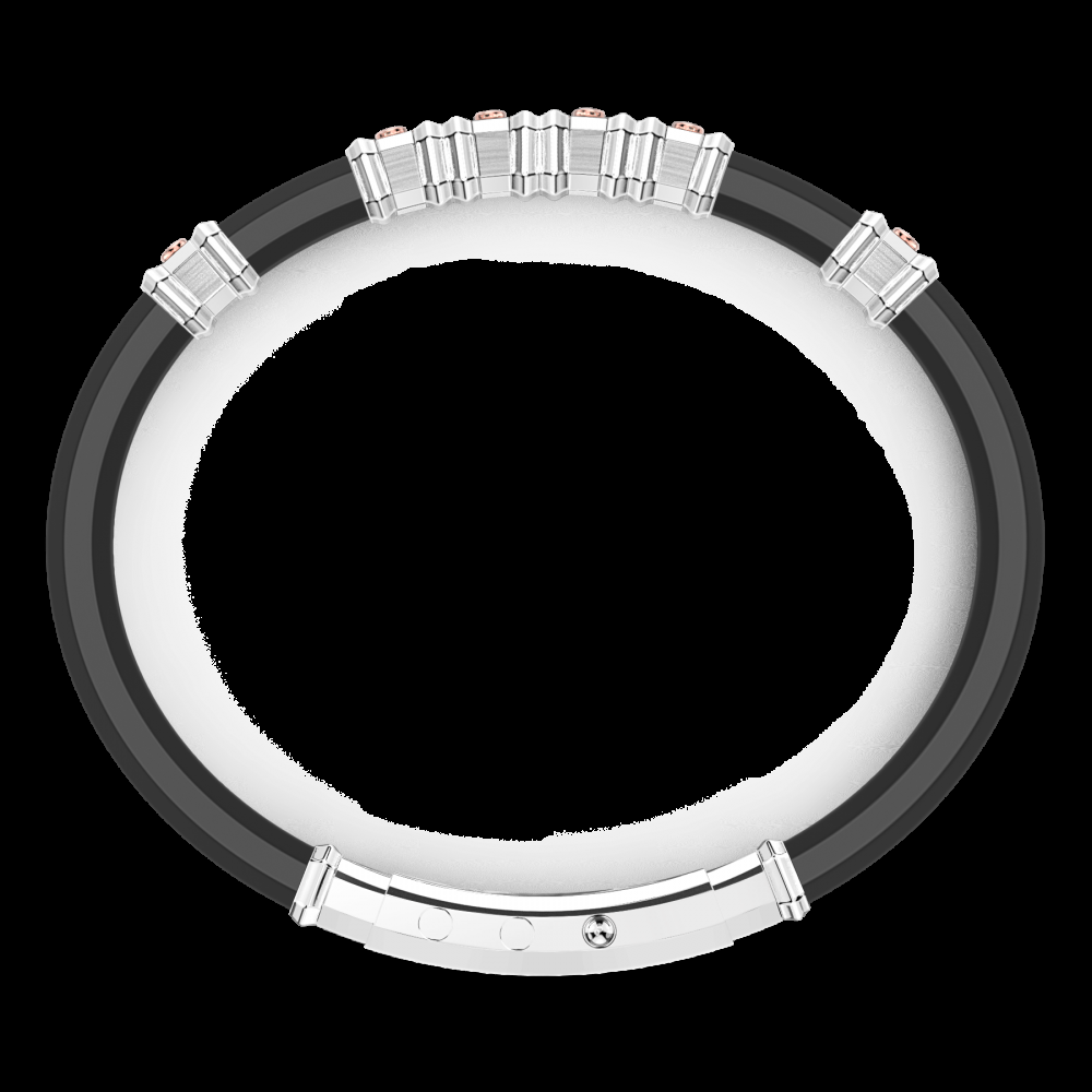 Zancan Bracciale Zancan in silicone nero con targa in argento e dettagli in oro rosa 2025