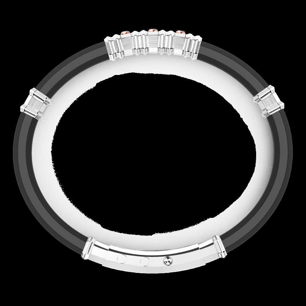 Zancan Bracciale Zancan in silicone nero con targa in argento e dettagli in oro rosa Italy