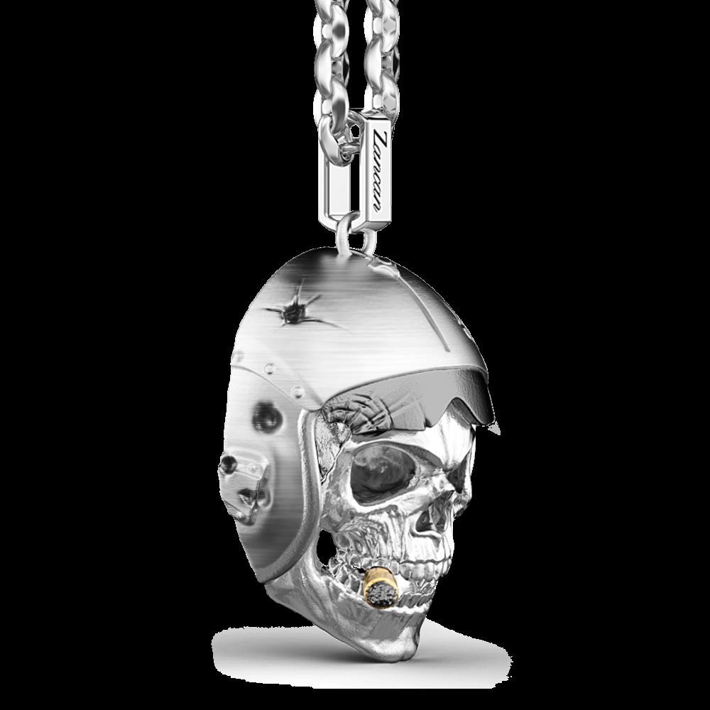 Zancan Collana Zancan in argento con pendente a teschio nativo aviatore Spedizione Gratuita