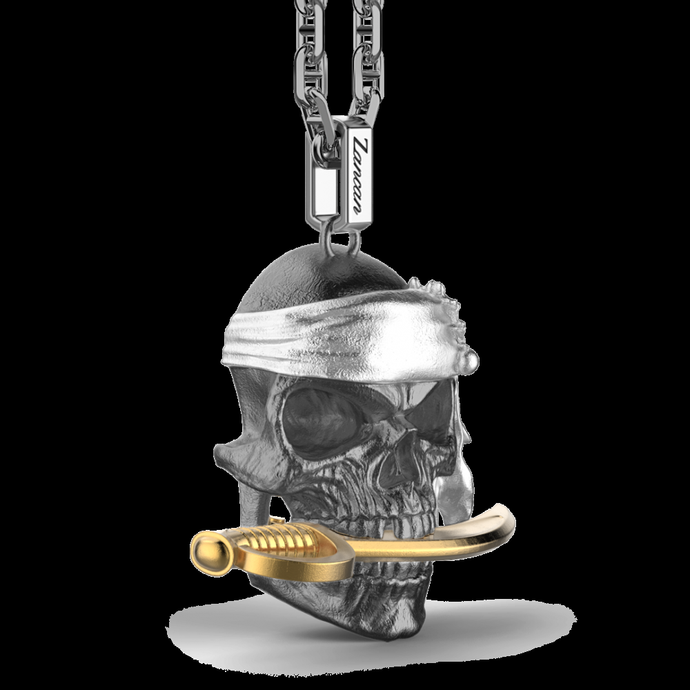 Zancan Collana Zancan in argento con pendente a teschio pirata Pezzi Unici