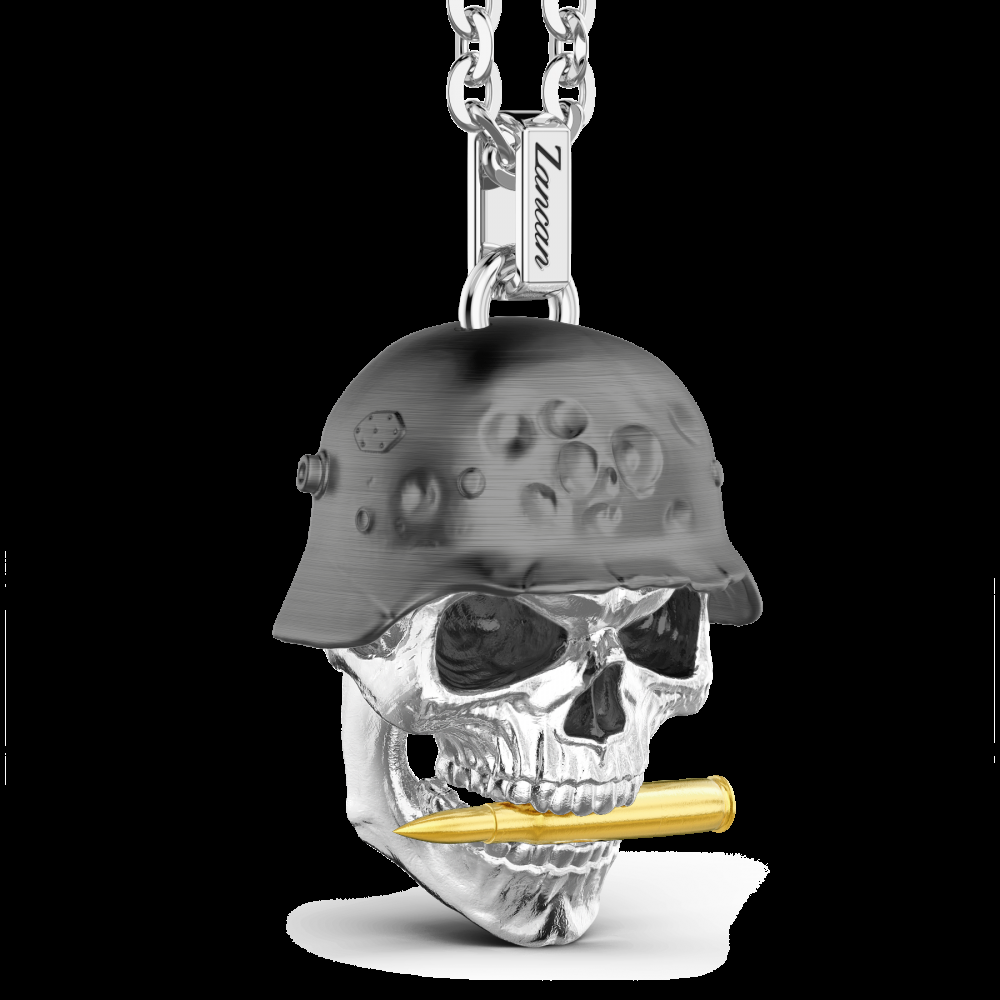 Zancan Collana Zancan in argento con pendente a teschio militare Consegna Veloce