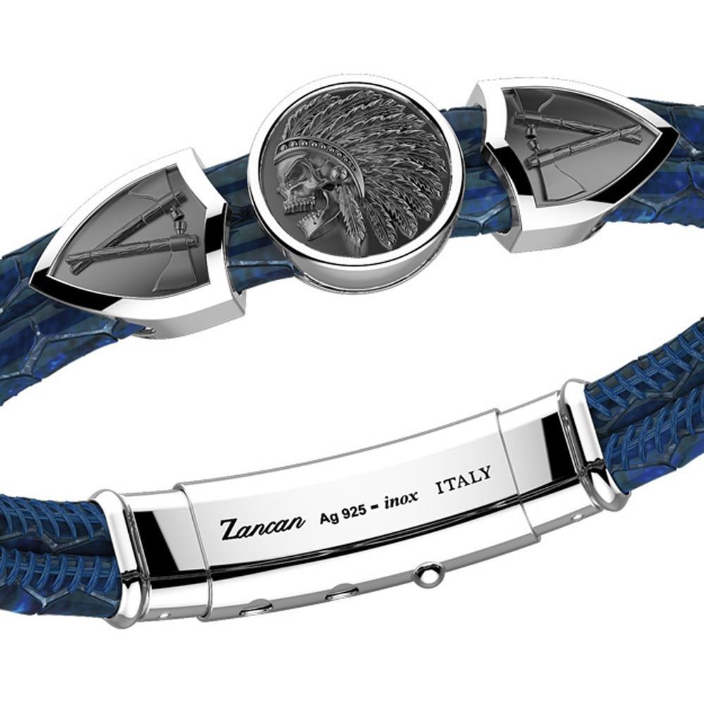 Zancan Bracciale Zancan in pelle con targa e teschio nativo americano Prezzo Ridotto