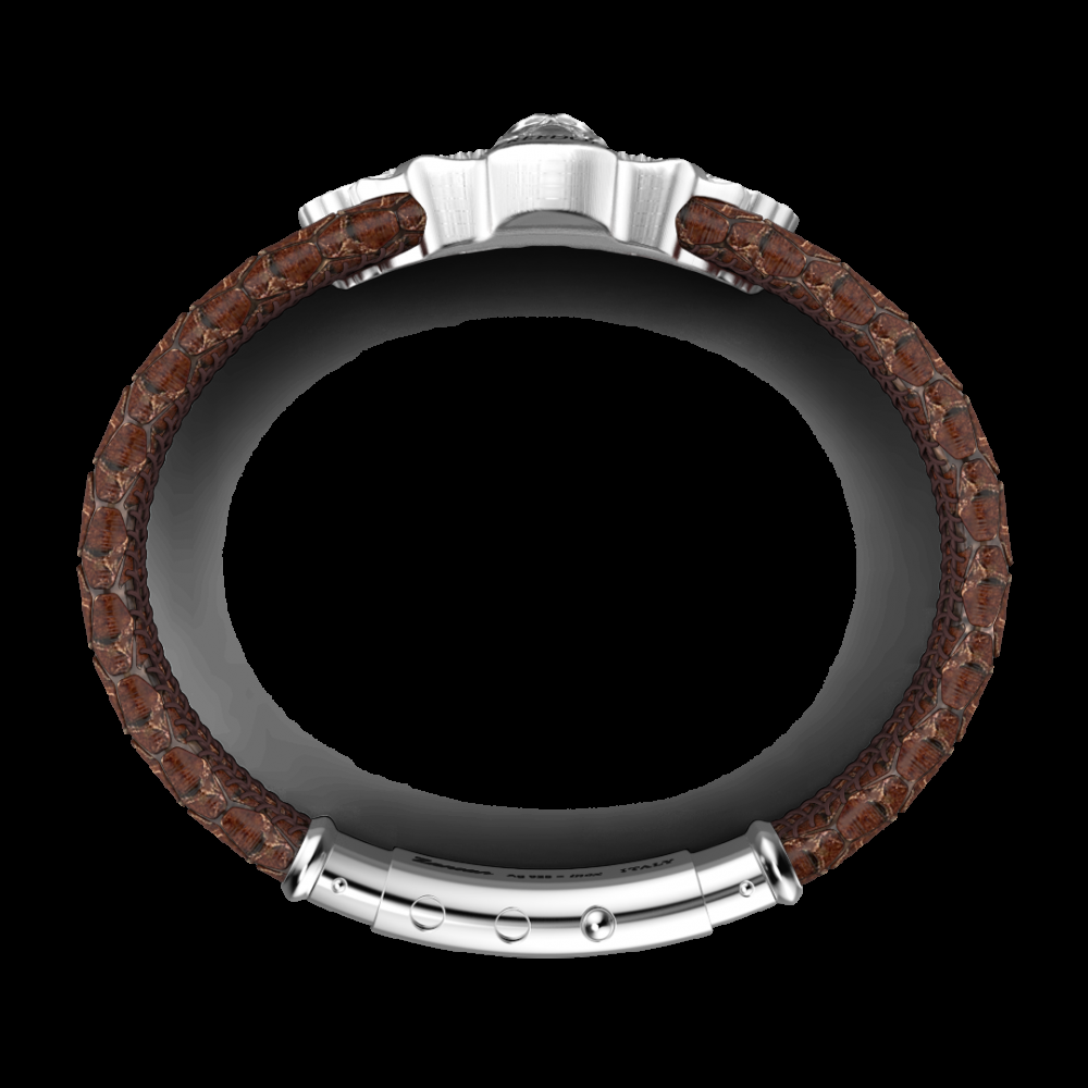 Zancan Bracciale Zancan in pelle e teschio alato in argento Sottocosto