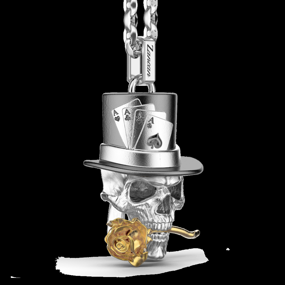 Zancan Collana Zancan in argento con pendente a teschio prestigiatore Presa