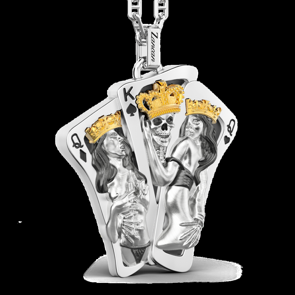 Zancan Collana Zancan in argento con pendente a carte da gioco Economico