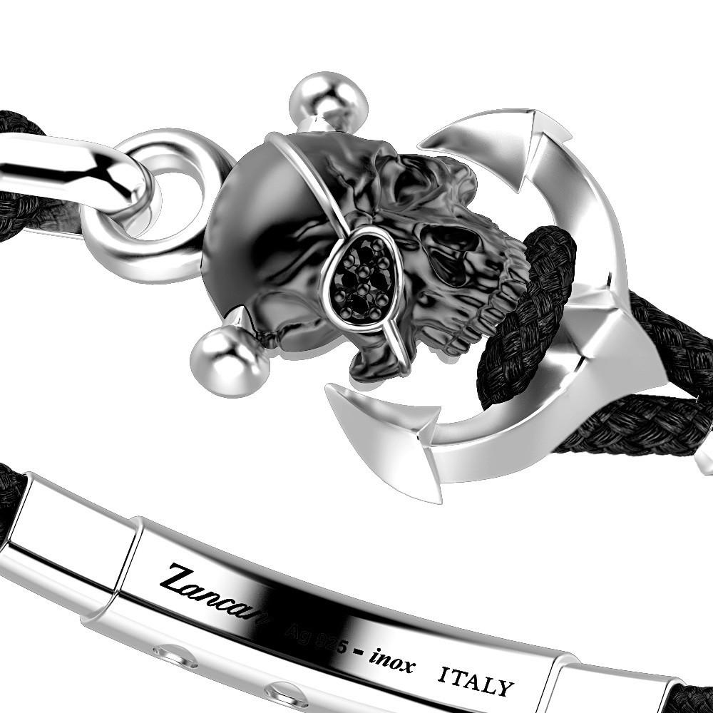 Zancan Bracciale Zancan in kevlar con teschio in argento Outlet