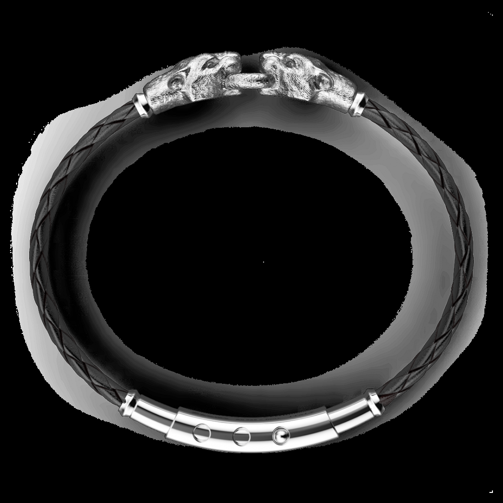 Zancan Bracciale Zancan in argento e pelle con pantere Saldi