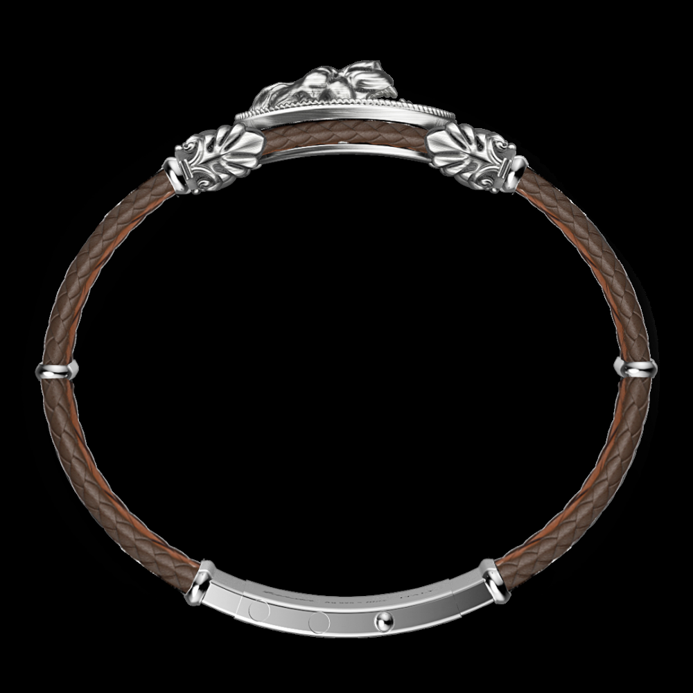 Zancan Bracciale Zancan in argento e pelle con leone Vendita Calda
