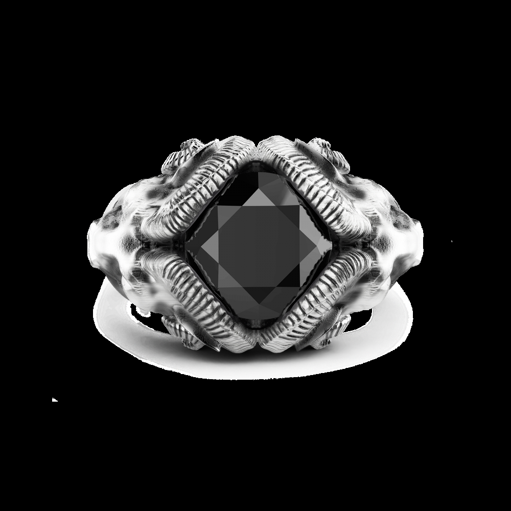 Zancan Anello Zancan con arieti ed onice in argento Italy