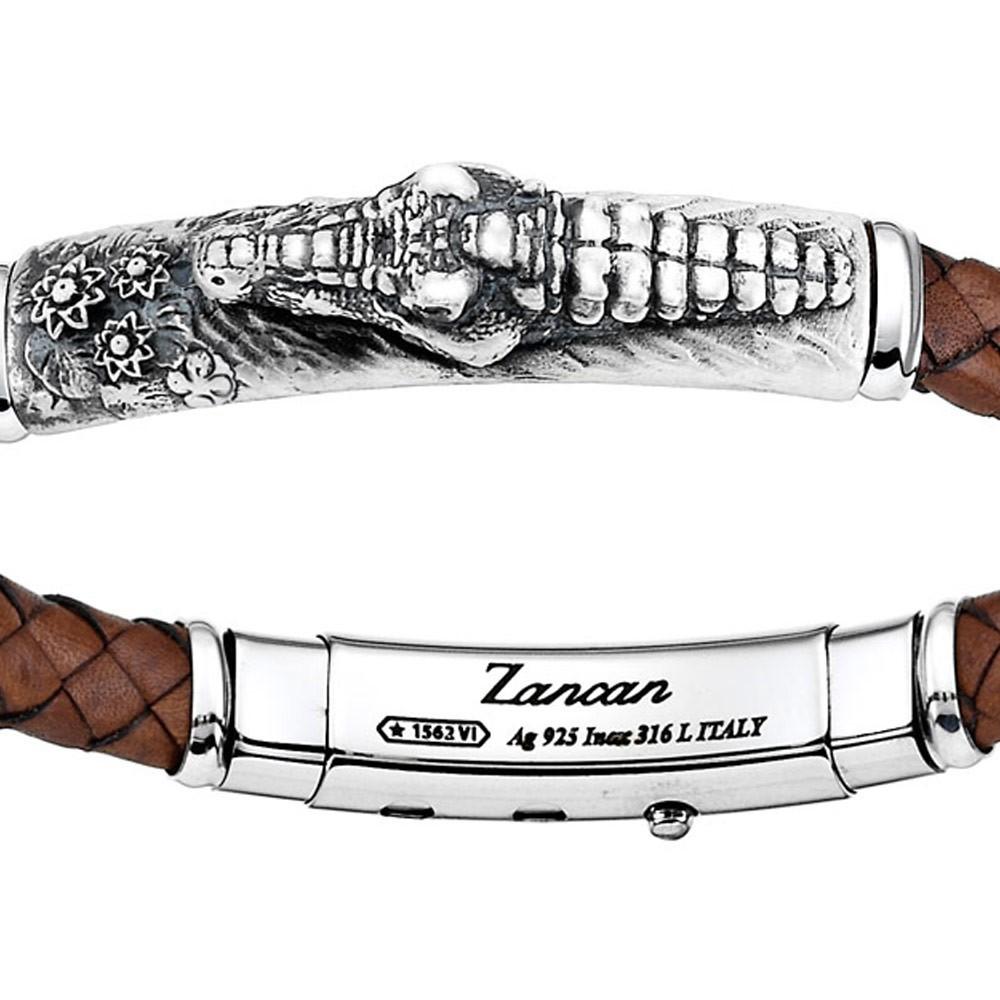 Zancan Bracciale Zancan in pelle ed argento con alligatore In Linea