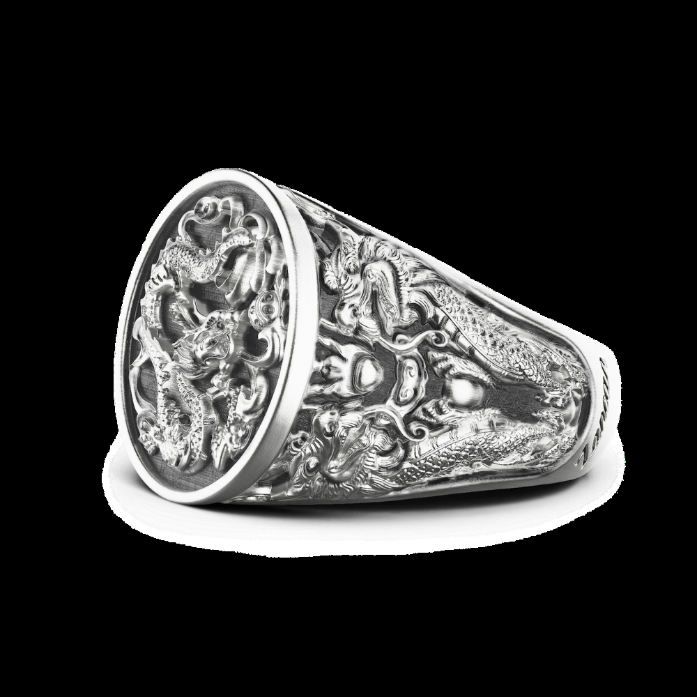 Zancan Anello chevralier Zancan in argento con drago Acquista Ora