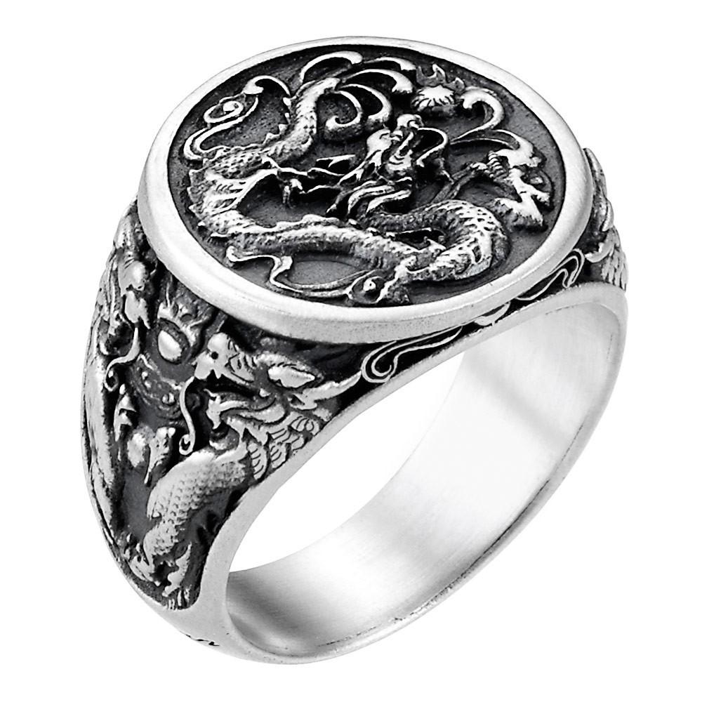 Zancan Anello chevralier Zancan in argento con drago Acquista Ora