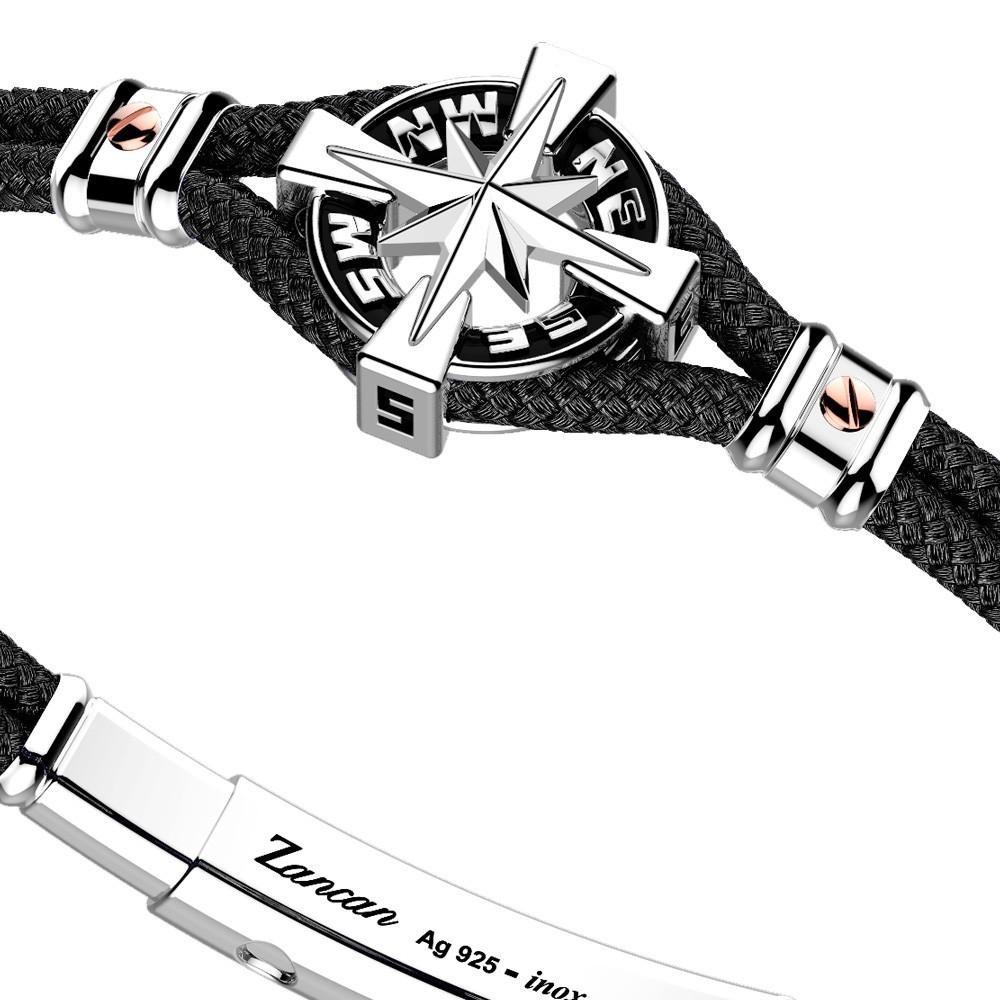 Zancan Bracciale Zancan in kevlar con rosa dei venti in argento Offerte