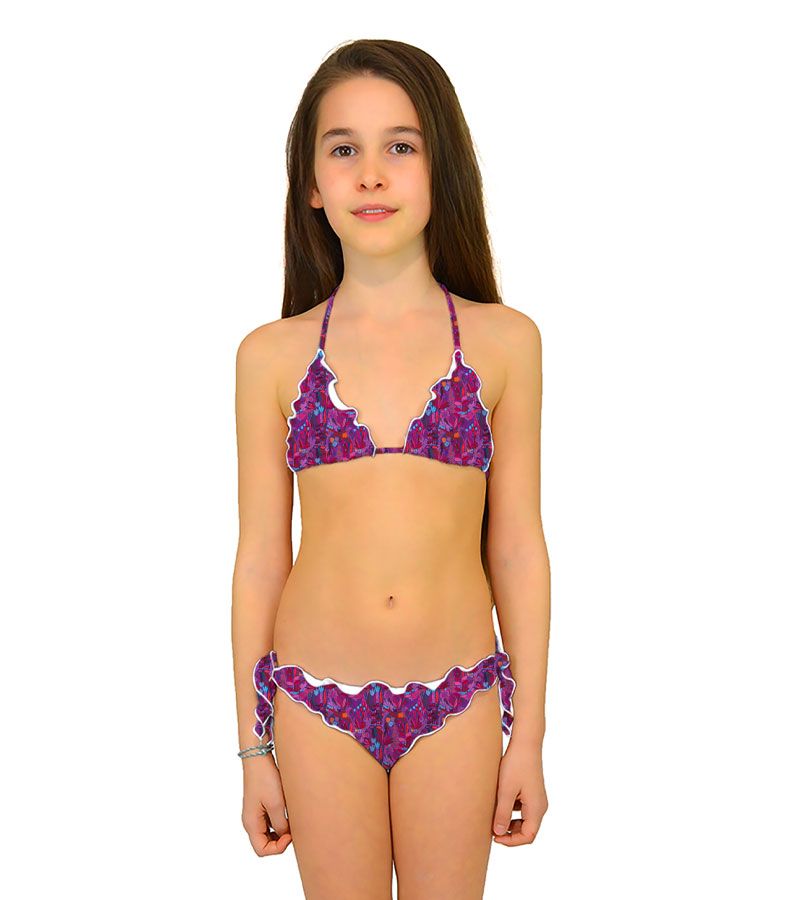 Zeybra TRIANGOLO BAMBINA ARRICCIATO BOTANIC FUXIA Prezzo Ridotto