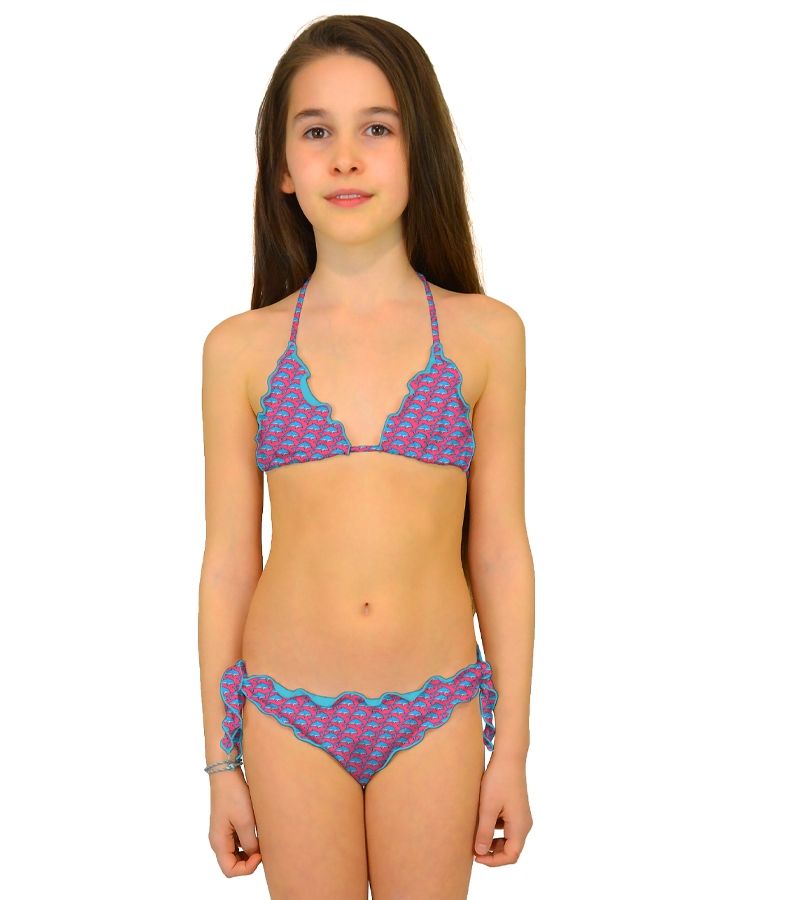 Zeybra TRIANGOLO BAMBINA ARRICCIATO DELFINI PINK Affare Del Giorno