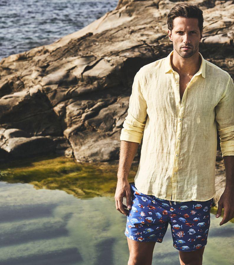 Zeybra CAMICIA UOMO LINO YELLOW Vendite Flash