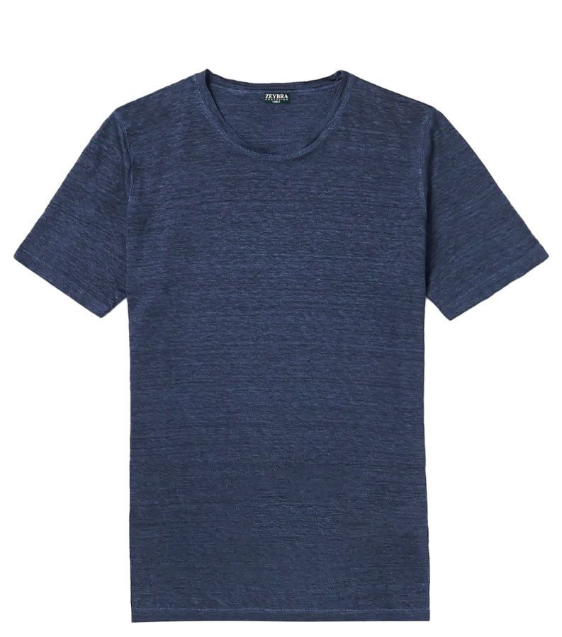 Zeybra T-SHIRT UOMO LINO BLU Saldi Di Fabbrica