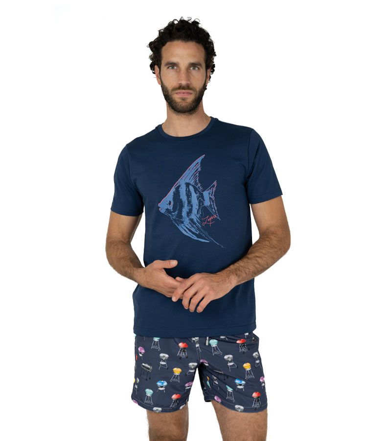 Zeybra T-SHIRT UOMO 100% COTONE SUPIMA BLU Offerte