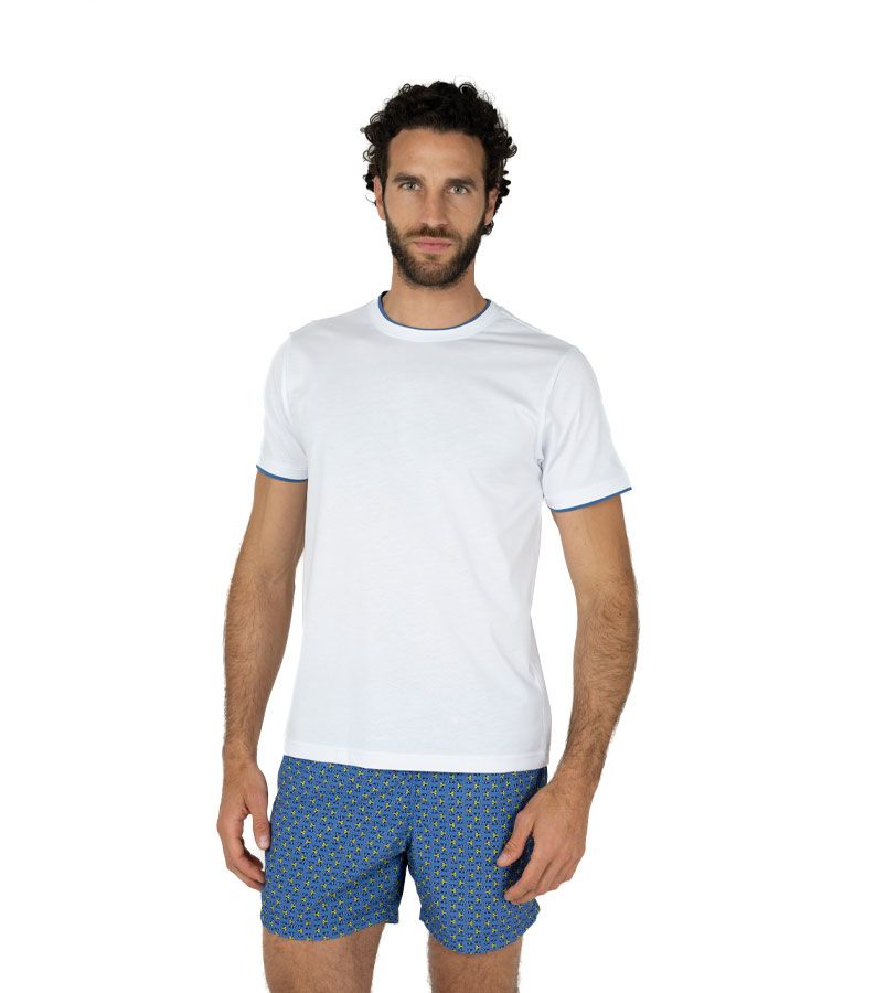 Zeybra T-SHIRT DOPPIO COLLO 100% COTONE BIANCO Moda