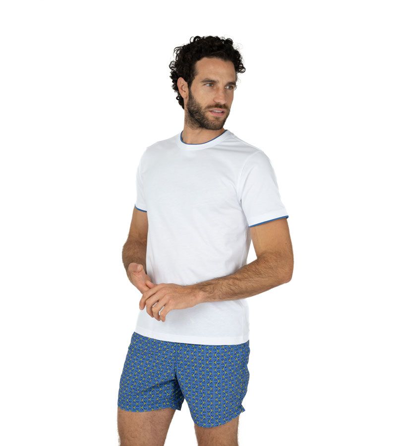 Zeybra T-SHIRT DOPPIO COLLO 100% COTONE BIANCO Moda