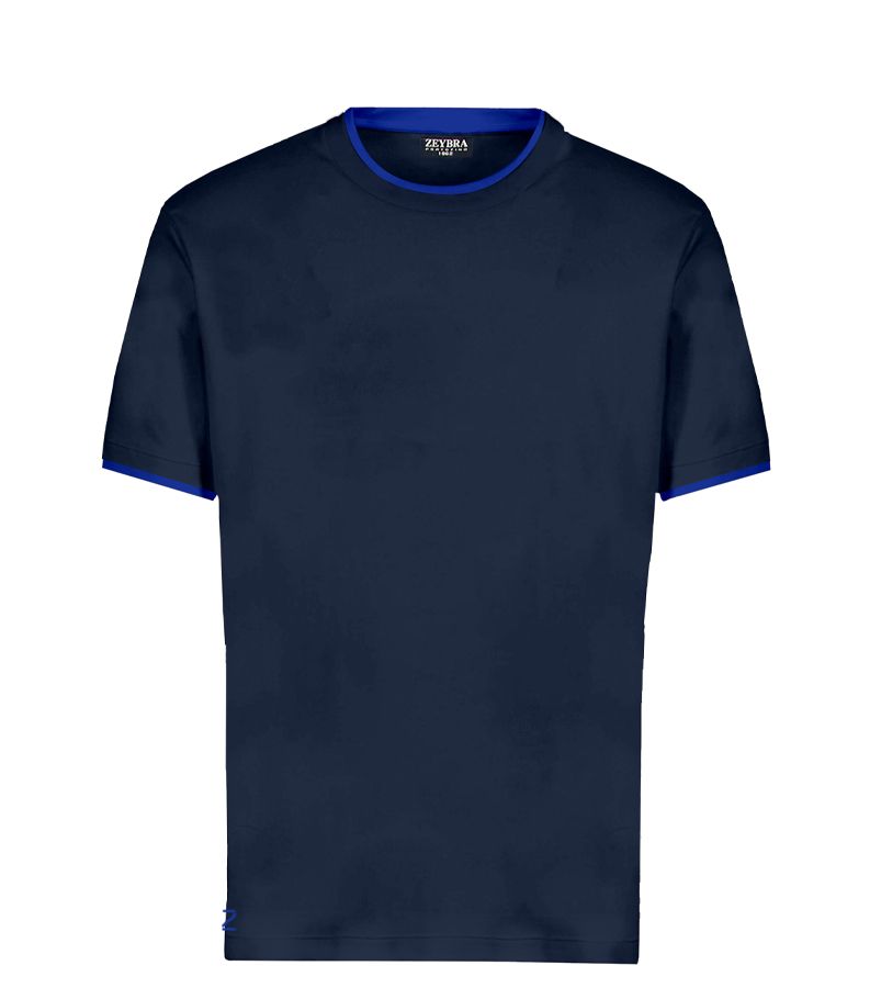 Zeybra T-SHIRT DOPPIO COLLO 100% COTONE NAVY Negozio online di fabbrica