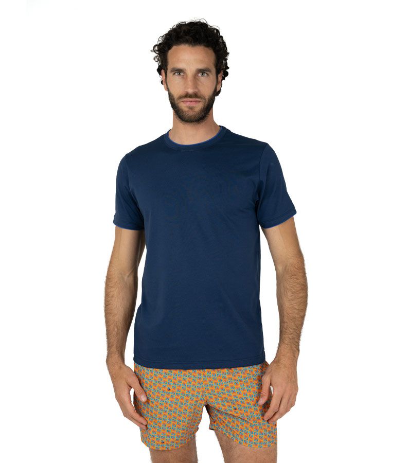 Zeybra T-SHIRT DOPPIO COLLO 100% COTONE NAVY Negozio online di fabbrica